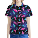 Native Feather Pattern Print Women's Polo Shirt