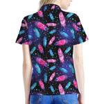 Native Feather Pattern Print Women's Polo Shirt