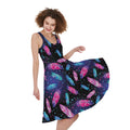 Native Feather Pattern Print Sleeveless Knee Length Dress