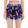 Native Feather Pattern Print Women's Split Running Shorts