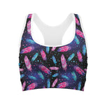 Native Feather Pattern Print Women's Sports Bra