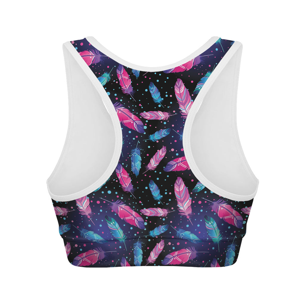 Native Feather Pattern Print Women's Sports Bra