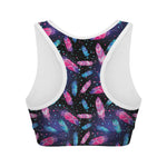 Native Feather Pattern Print Women's Sports Bra