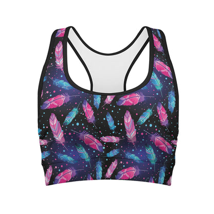Native Feather Pattern Print Women's Sports Bra