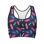 Native Feather Pattern Print Women's Sports Bra