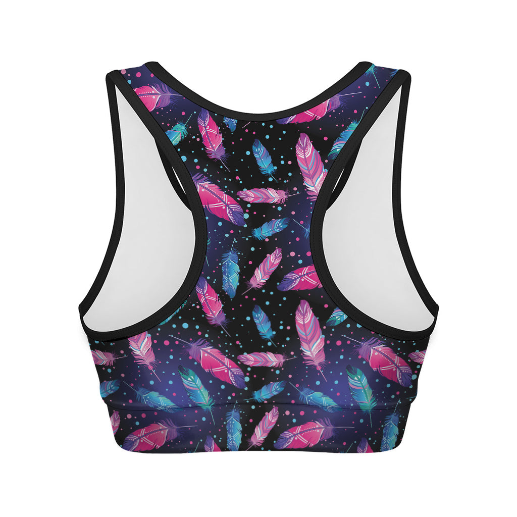 Native Feather Pattern Print Women's Sports Bra