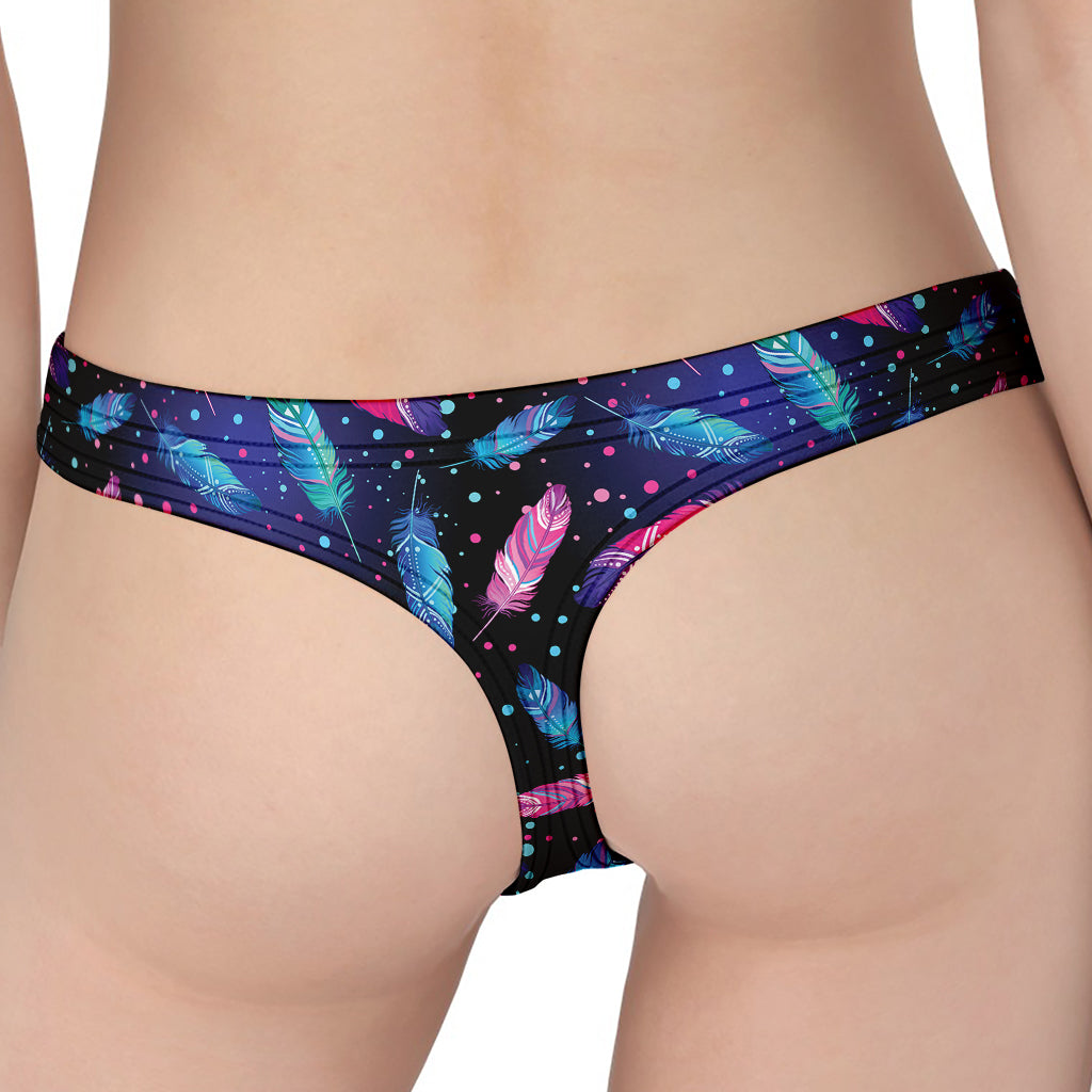 Native Feather Pattern Print Women's Thong