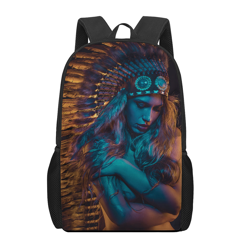 Native Indian Girl Portrait Print 17 Inch Backpack