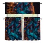 Native Indian Girl Portrait Print 3 Piece Kitchen Curtains