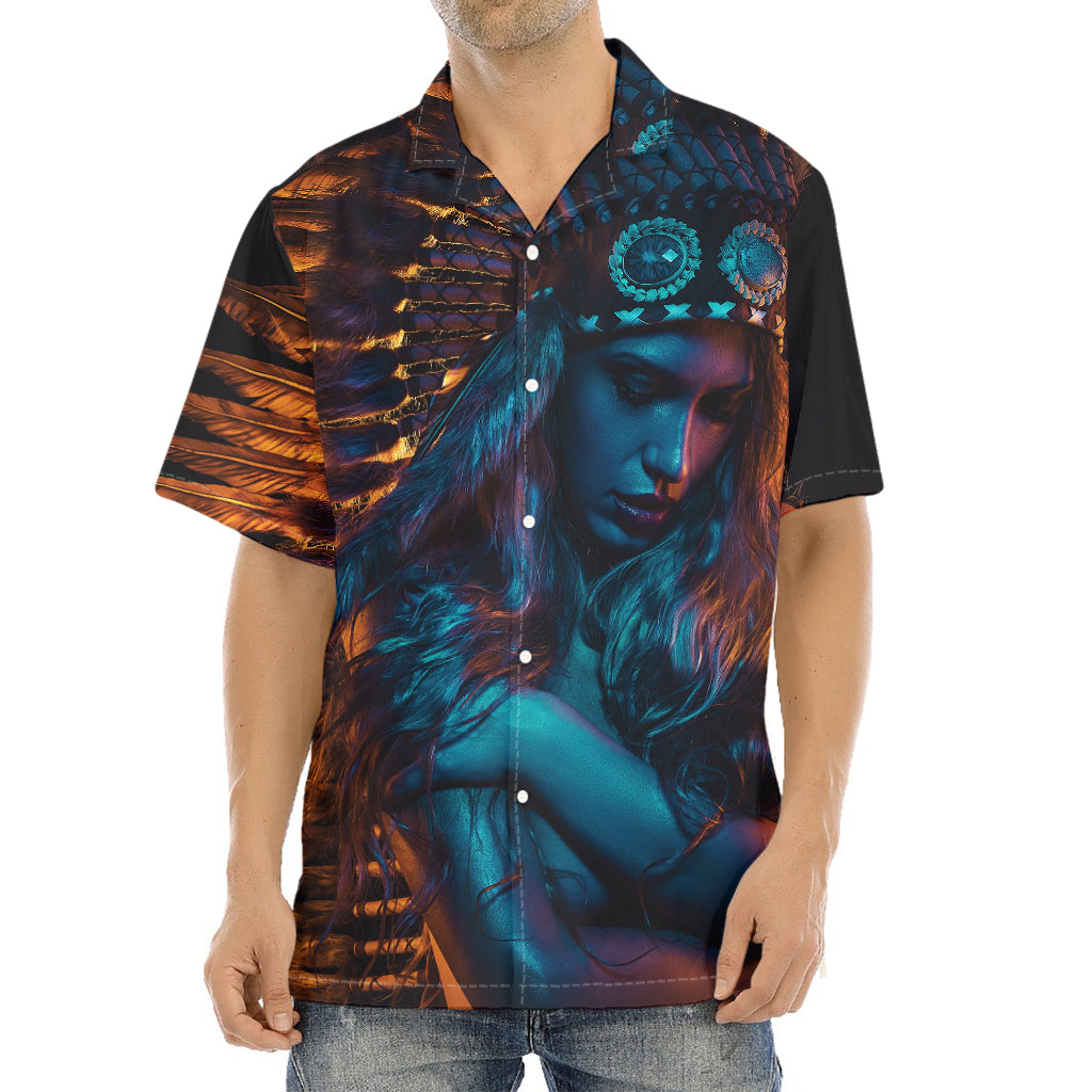 Native Indian Girl Portrait Print Aloha Shirt