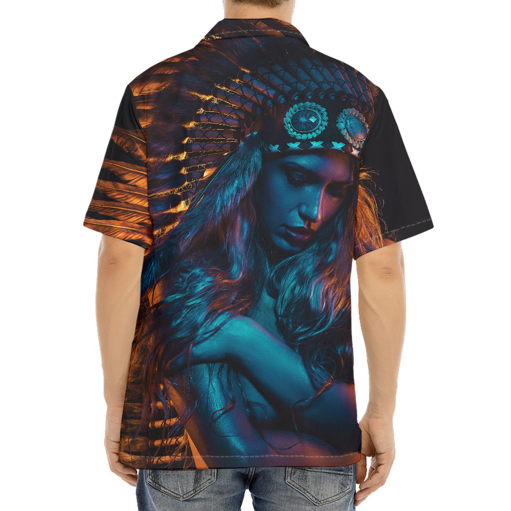 Native Indian Girl Portrait Print Aloha Shirt