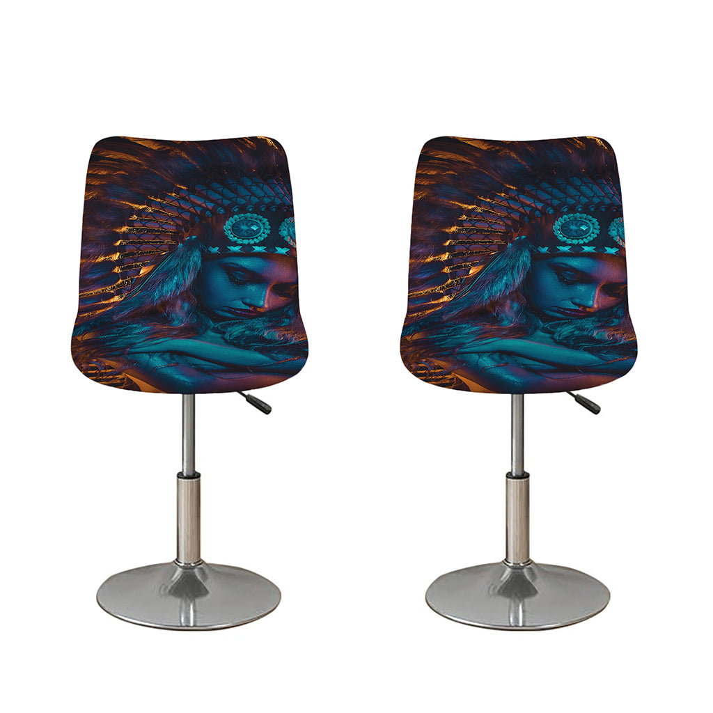 Native Indian Girl Portrait Print Bar Stool Covers