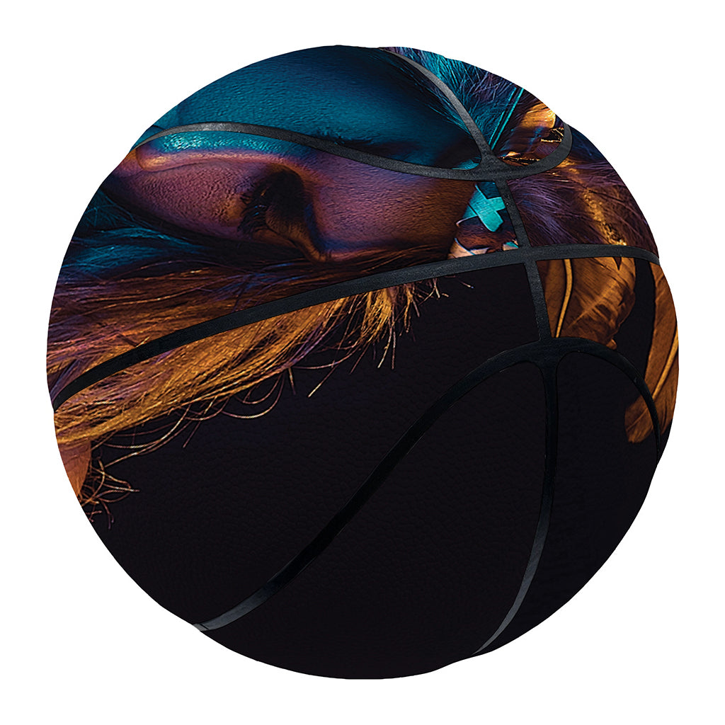 Native Indian Girl Portrait Print Basketball