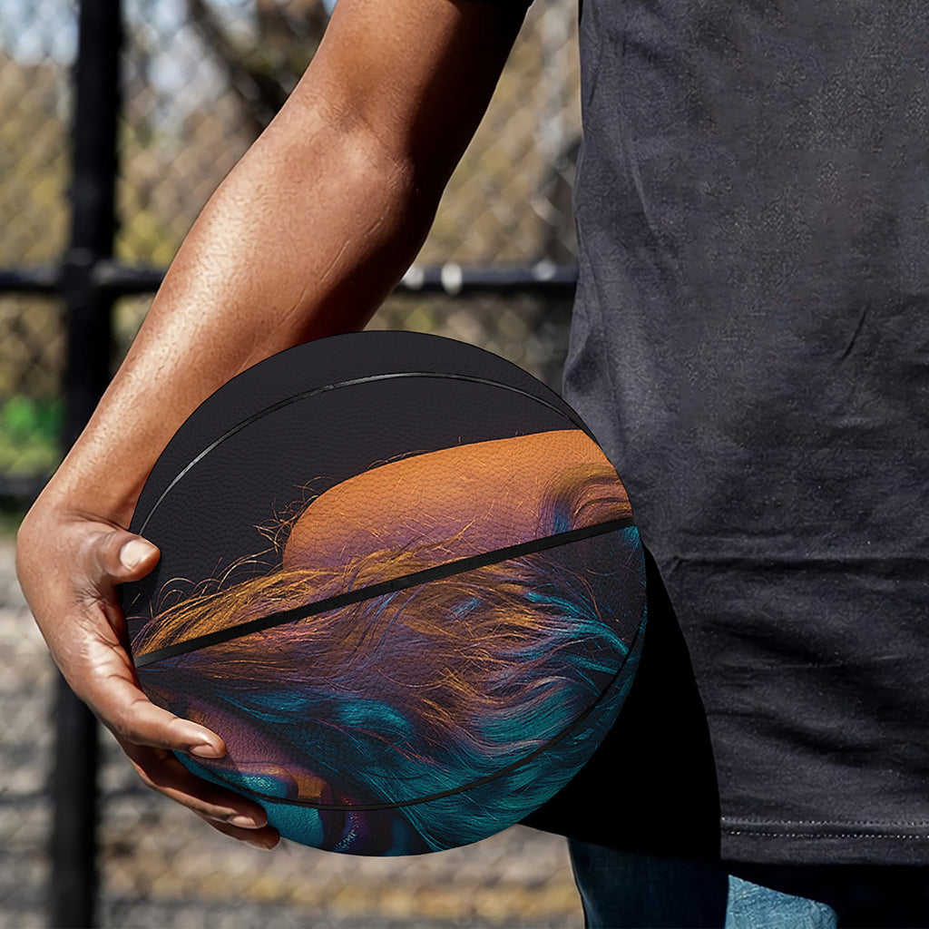 Native Indian Girl Portrait Print Basketball