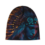 Native Indian Girl Portrait Print Beanie