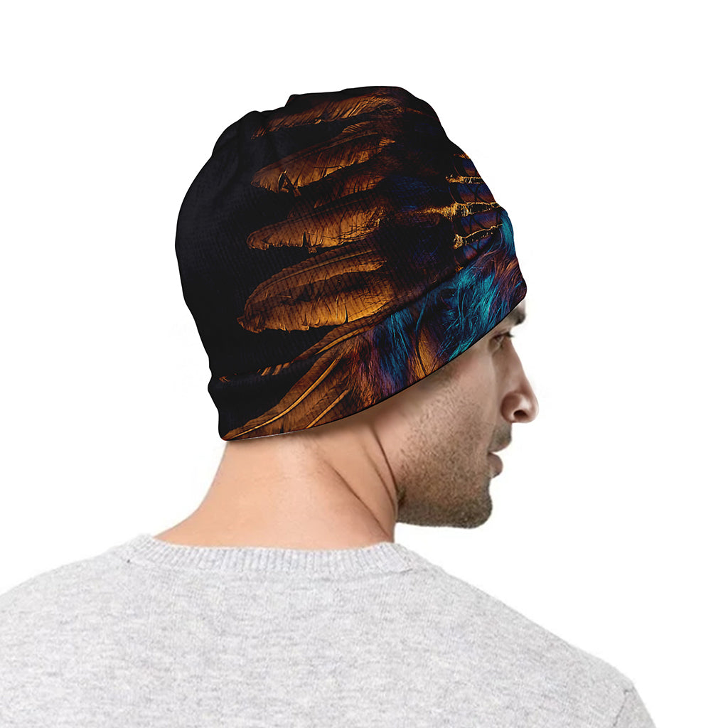 Native Indian Girl Portrait Print Beanie