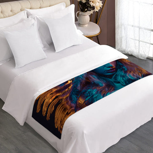 Native Indian Girl Portrait Print Bed Runner