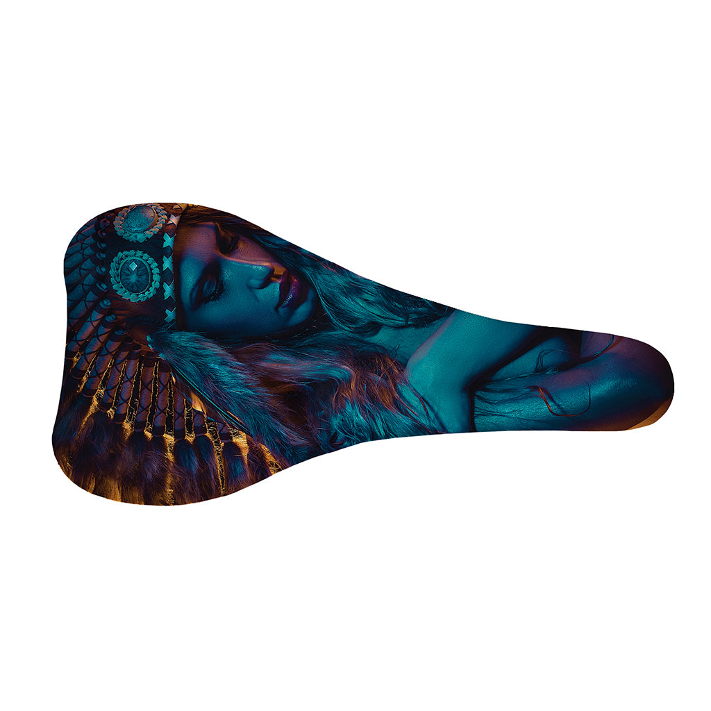 Native Indian Girl Portrait Print Bicycle Seat Cover