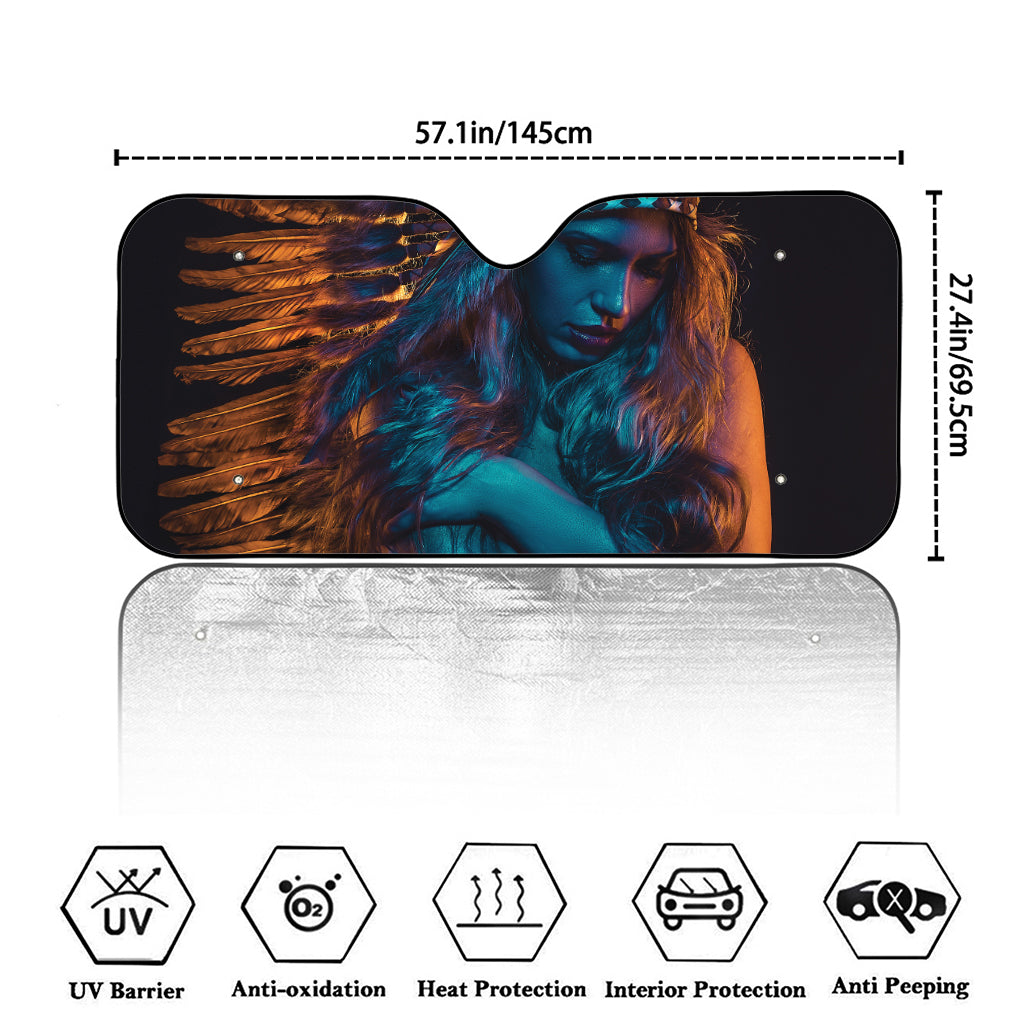 Native Indian Girl Portrait Print Car Windshield Sun Shade