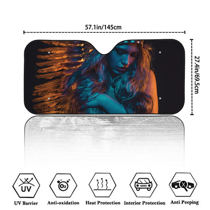 Native Indian Girl Portrait Print Car Windshield Sun Shade