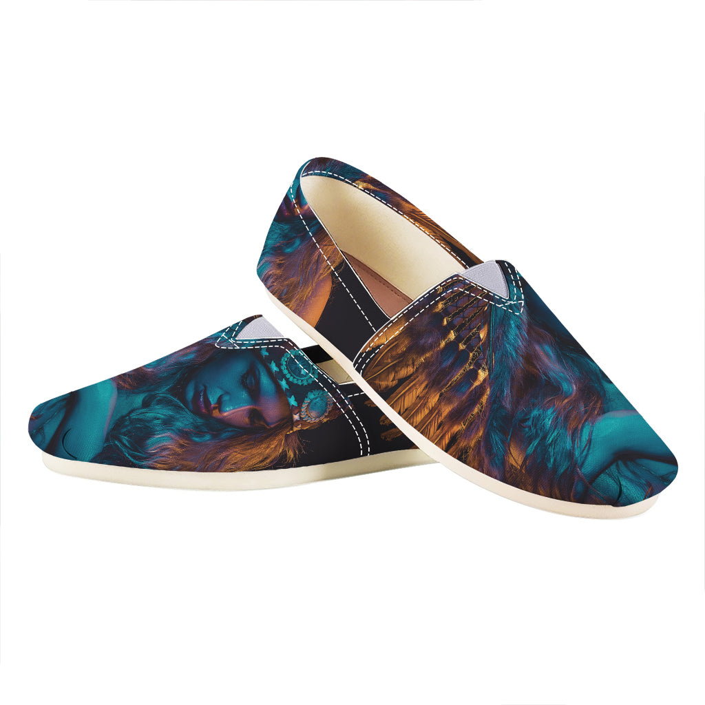 Native Indian Girl Portrait Print Casual Shoes