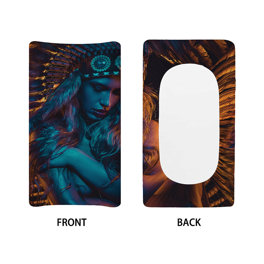 Native Indian Girl Portrait Print Changing Pad Cover