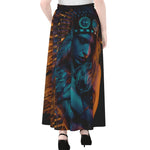 Native Indian Girl Portrait Print Chiffon Maxi Skirt