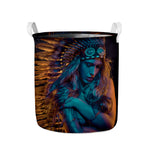Native Indian Girl Portrait Print Collapsible Laundry Basket