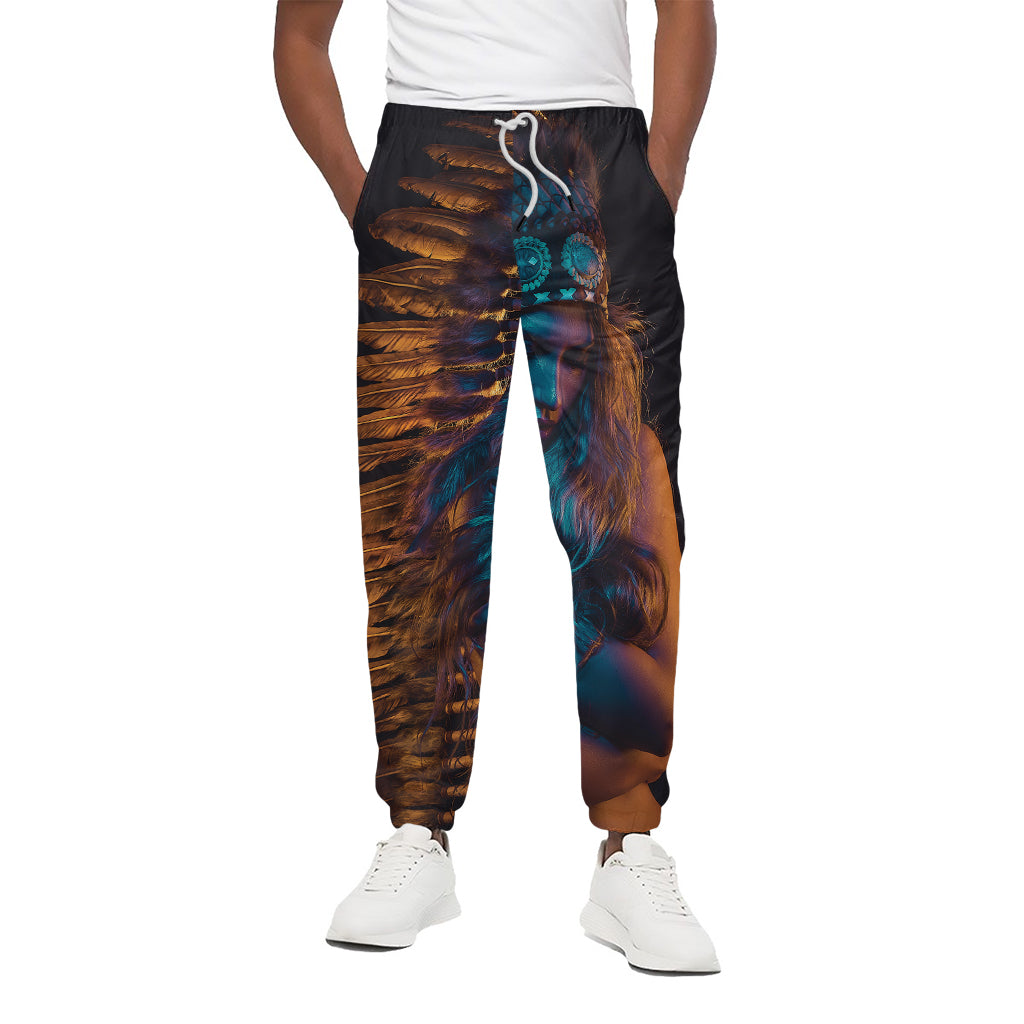 Native Indian Girl Portrait Print Cotton Pants