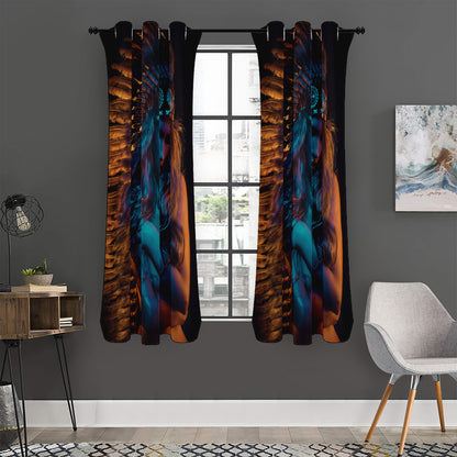 Native Indian Girl Portrait Print Curtain