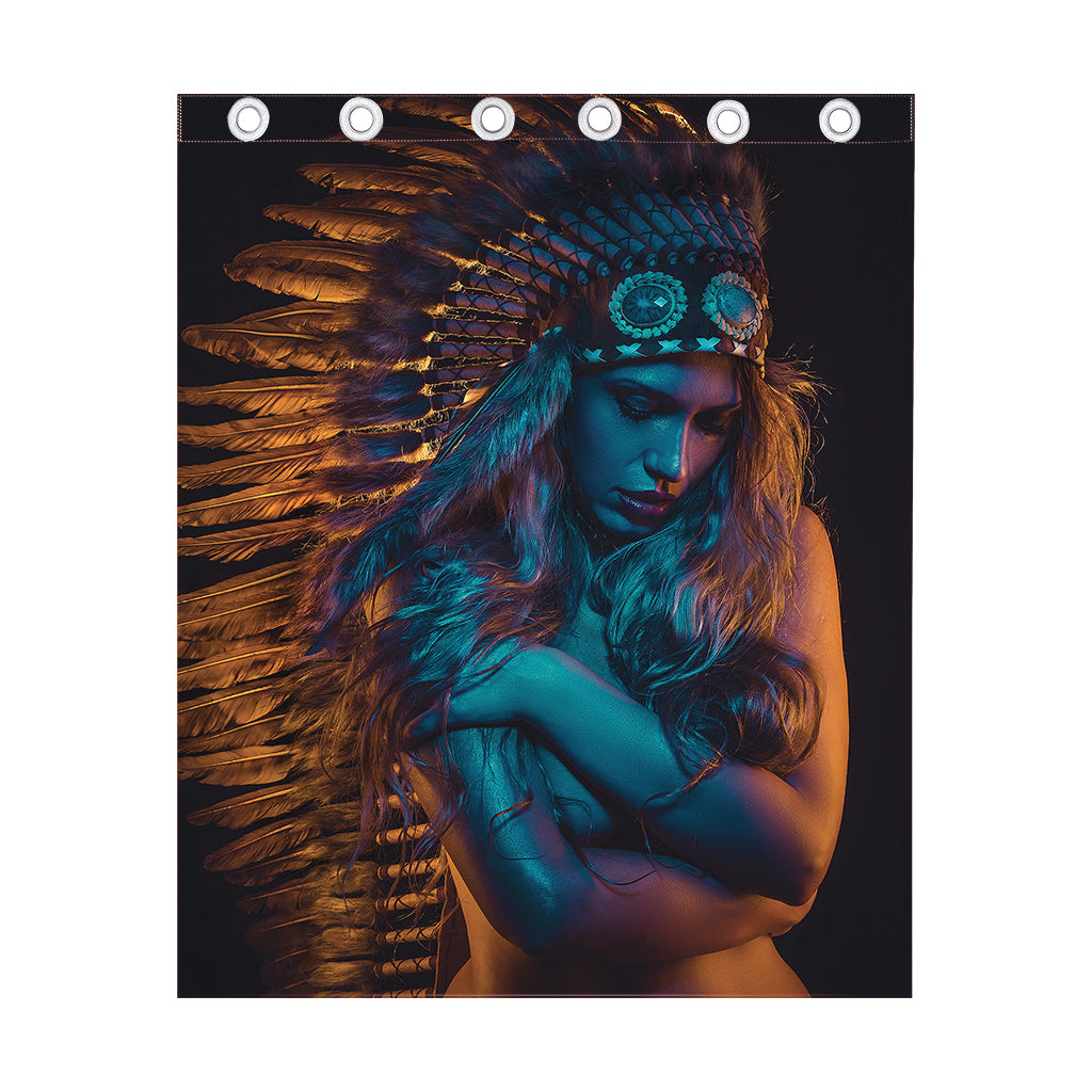 Native Indian Girl Portrait Print Curtain