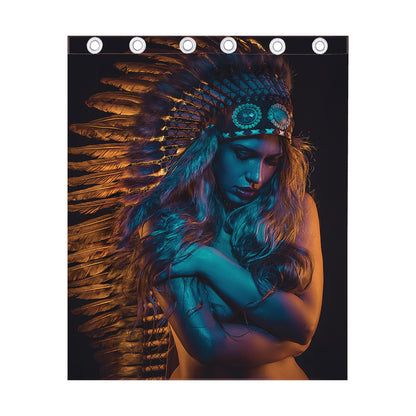 Native Indian Girl Portrait Print Curtain