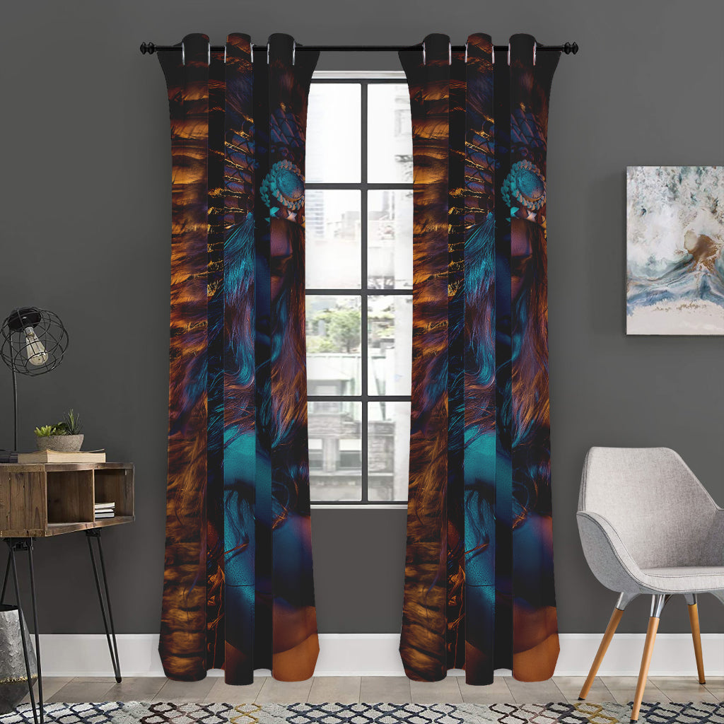 Native Indian Girl Portrait Print Curtain