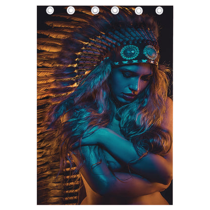 Native Indian Girl Portrait Print Curtain