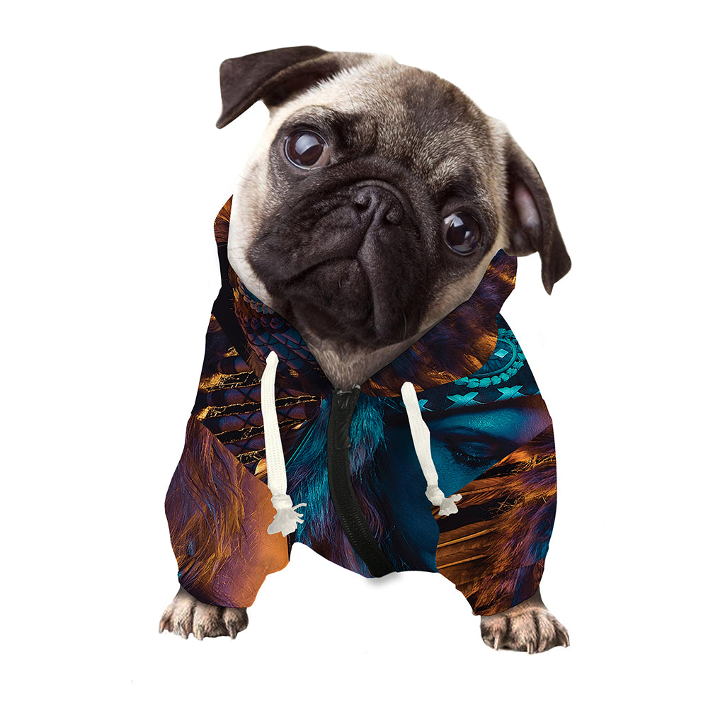 Native Indian Girl Portrait Print Dog Zip Up Hoodie