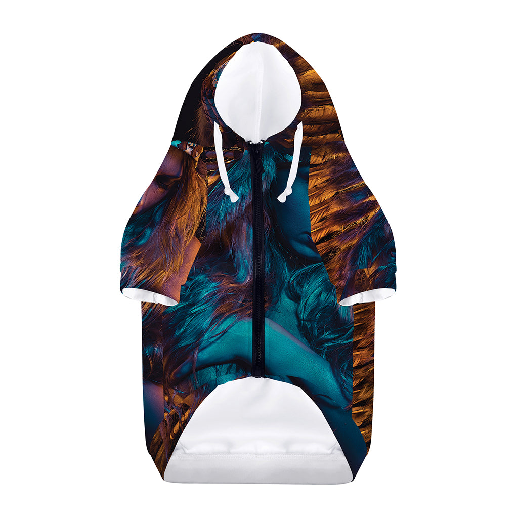Native Indian Girl Portrait Print Dog Zip Up Hoodie