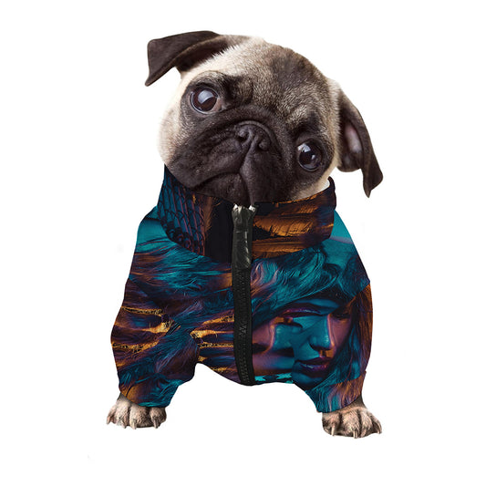 Native Indian Girl Portrait Print Dog Zip Up Jacket
