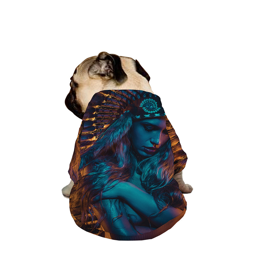 Native Indian Girl Portrait Print Dog Zip Up Jacket