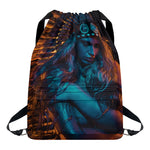 Native Indian Girl Portrait Print Drawstring Backpack
