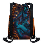 Native Indian Girl Portrait Print Drawstring Backpack