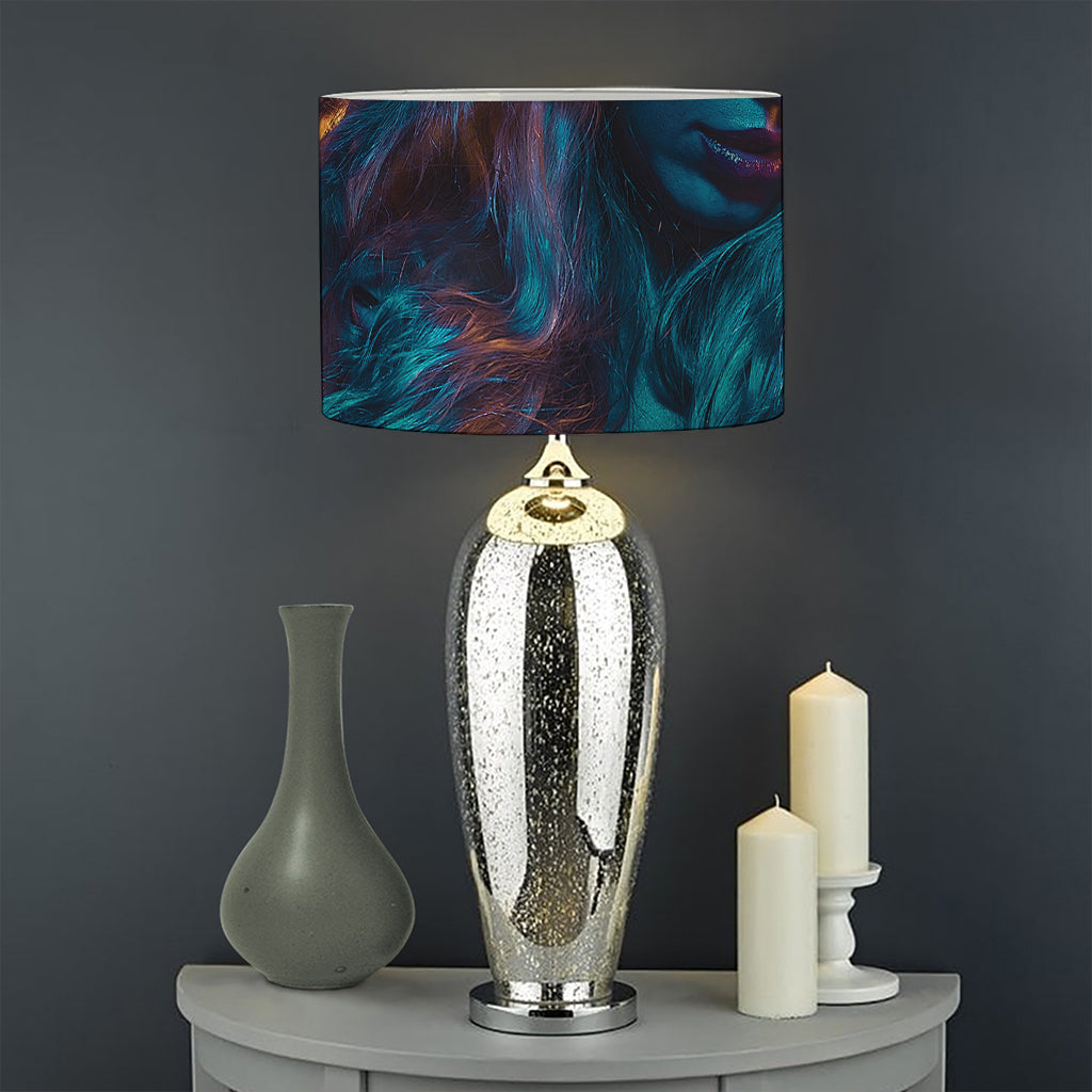 Native Indian Girl Portrait Print Drum Lamp Shade