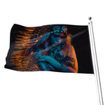 Native Indian Girl Portrait Print Flag