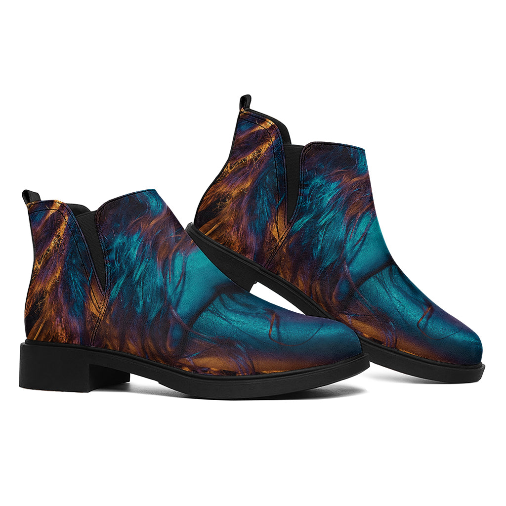 Native Indian Girl Portrait Print Flat Ankle Boots