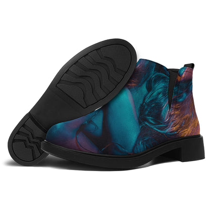 Native Indian Girl Portrait Print Flat Ankle Boots