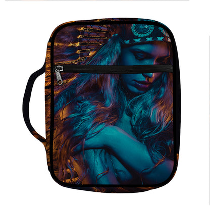 Native Indian Girl Portrait Print Front Pocket Bible Bag