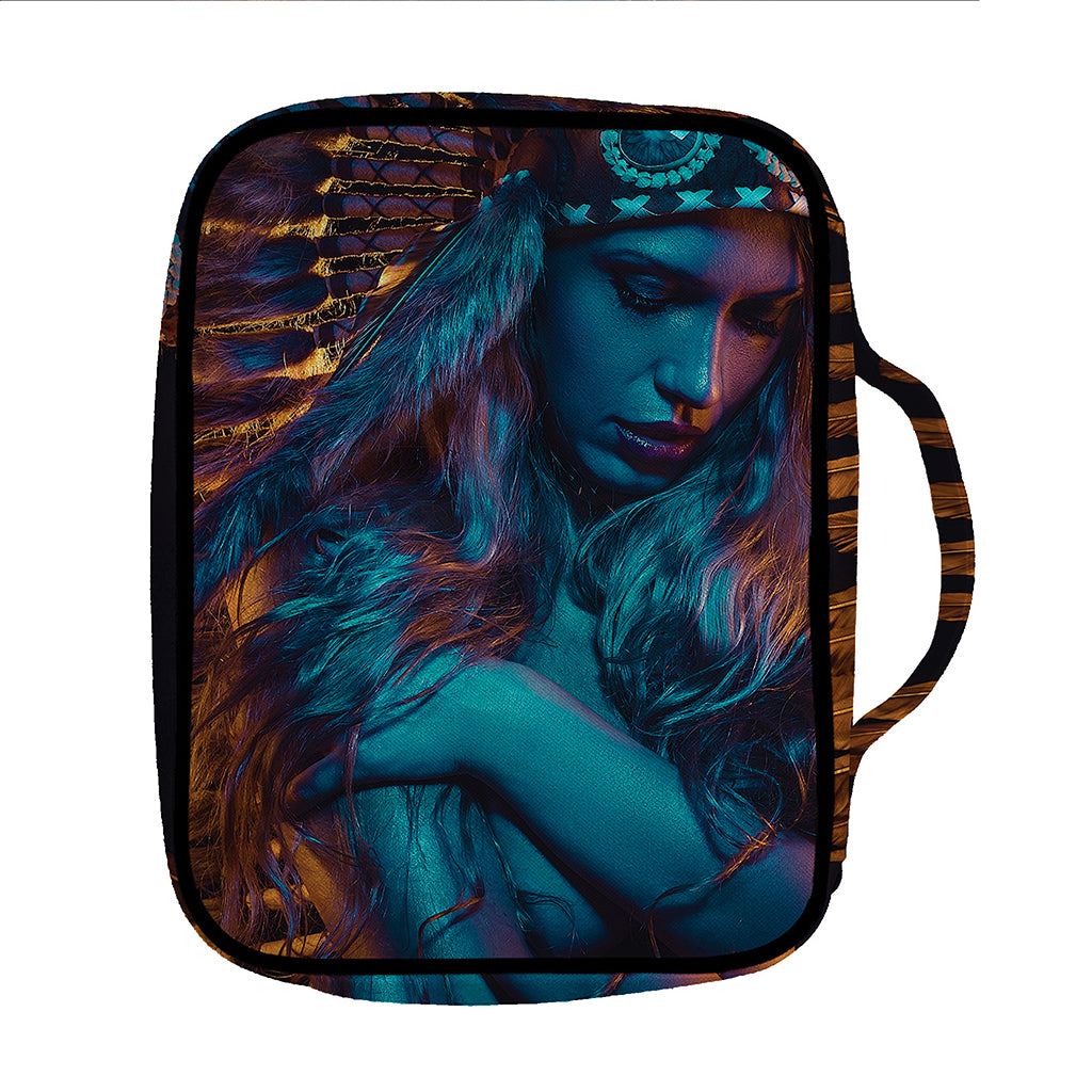 Native Indian Girl Portrait Print Front Pocket Bible Bag
