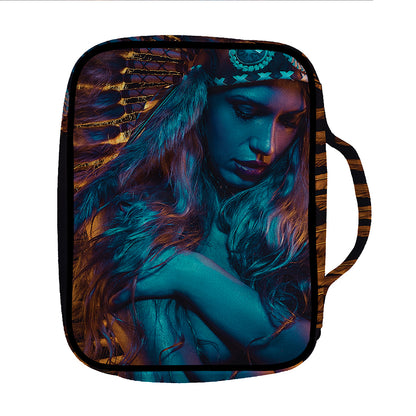 Native Indian Girl Portrait Print Front Pocket Bible Bag