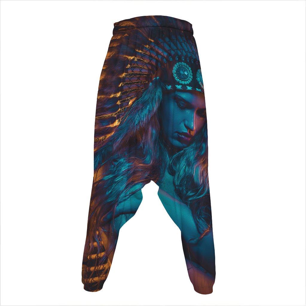 Native Indian Girl Portrait Print Hammer Pants