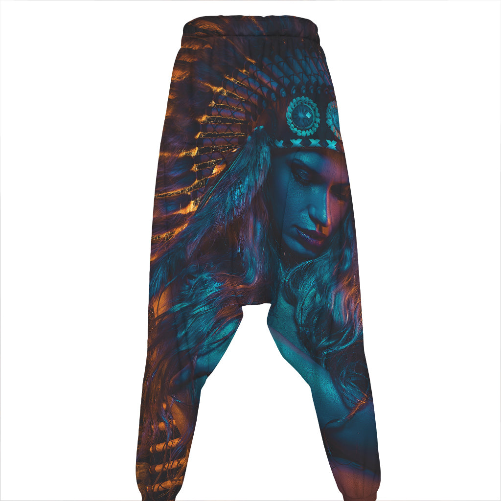 Native Indian Girl Portrait Print Hammer Pants