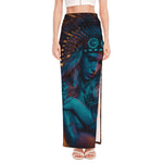 Native Indian Girl Portrait Print High Slit Maxi Skirt